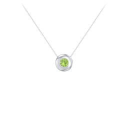 Solitaire 5mm Round Gemstone Pendant in 925 Sterling Silver with Peridot