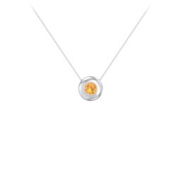 Solitaire 5mm Round Gemstone Pendant in 925 Sterling Silver with Citrine