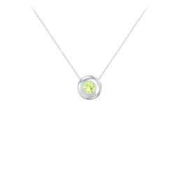 Solitaire 5mm Round Gemstone Pendant in 925 Sterling Silver with Peridot