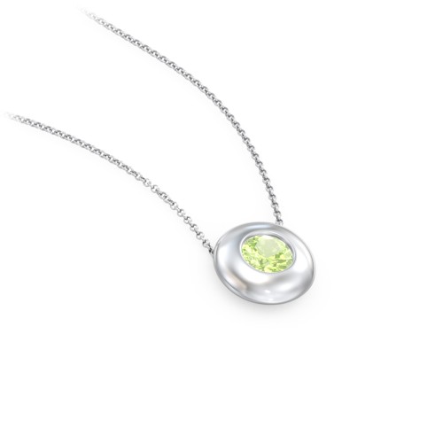 Solitaire 5mm Round Gemstone Pendant – Sterling Silver with Peridot