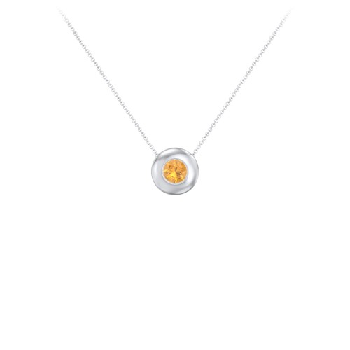 Solitaire 5mm Round Gemstone Pendant – Sterling Silver with Citrine