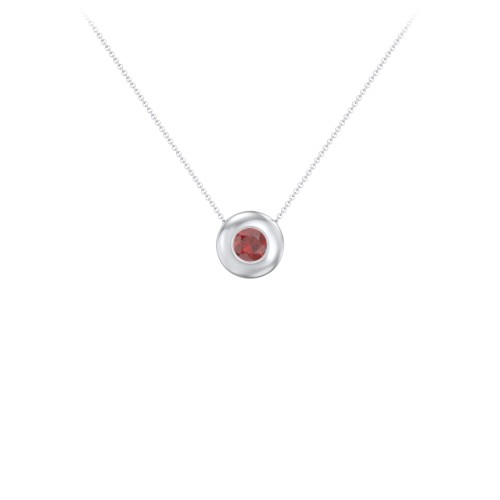 Solitaire 5mm Round Gemstone Pendant – Sterling Silver with Garnet