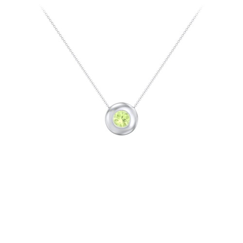 Solitaire 5mm Round Gemstone Pendant – Sterling Silver with Peridot