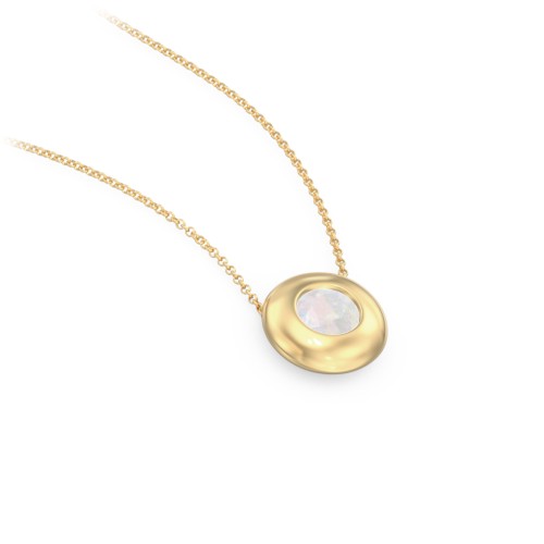 Solitaire 5mm Round Gemstone Pendant – 10K Yellow Gold with Opal