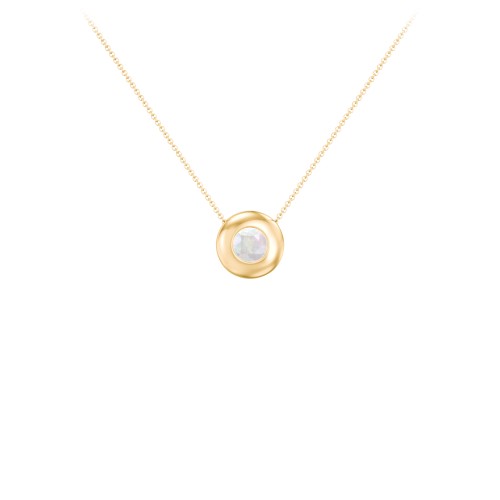 Solitaire 5mm Round Gemstone Pendant – 10K Yellow Gold with Opal