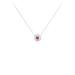 Solitaire 3mm Round Gemstone Pendant in 925 Sterling Silver with Garnet