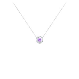 Solitaire 3mm Round Gemstone Pendant in 925 Sterling Silver with Amethyst
