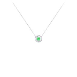 Solitaire 3mm Round Gemstone Pendant in 925 Sterling Silver with Emerald