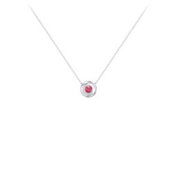 Solitaire 3mm Round Gemstone Pendant in 925 Sterling Silver with Ruby