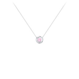 Solitaire 3mm Round Gemstone Pendant in 925 Sterling Silver with Pink Tourmaline