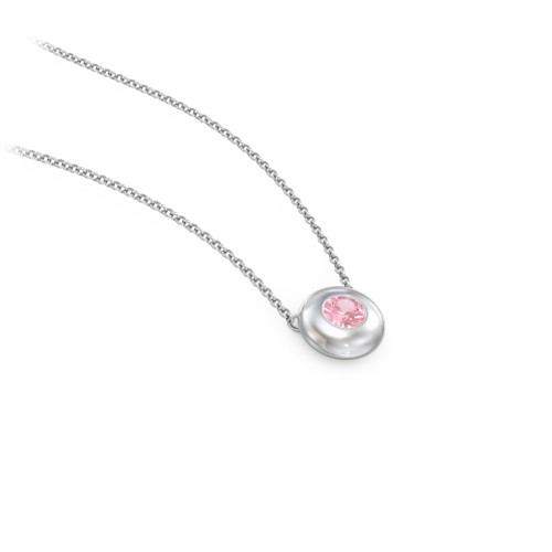 Solitaire 3mm Round Gemstone Pendant – Sterling Silver with Pink Tourmaline