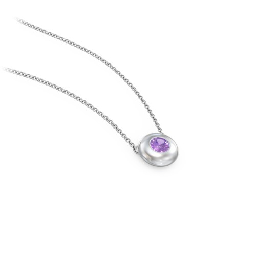Solitaire 3mm Round Gemstone Pendant – Sterling Silver with Amethyst