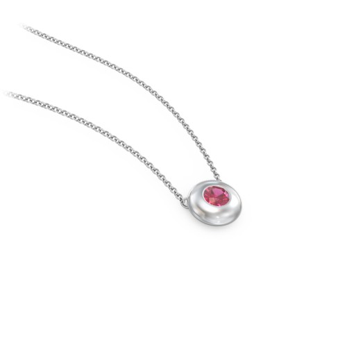 Solitaire 3mm Round Gemstone Pendant – Sterling Silver with Ruby