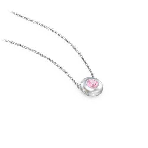 Solitaire 3mm Round Gemstone Pendant – Sterling Silver with Pink Tourmaline