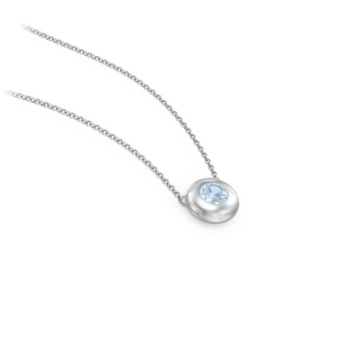 Solitaire 3mm Round Gemstone Pendant – Sterling Silver with Blue Topaz