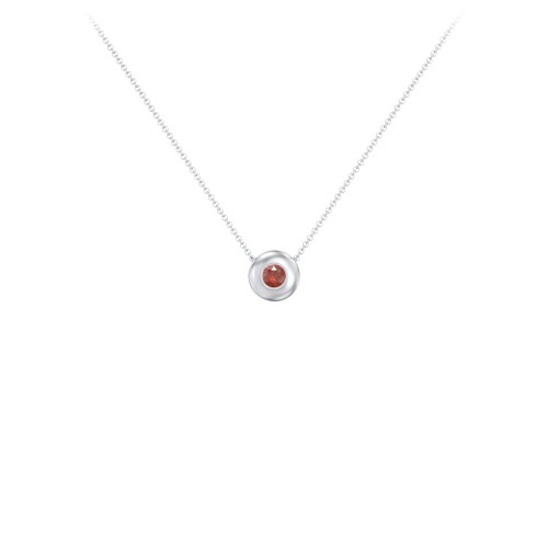 Solitaire 3mm Round Gemstone Pendant – Sterling Silver with Garnet