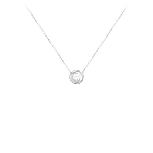 Solitaire 3mm Round Gemstone Pendant – Sterling Silver with Cubic Zirconia