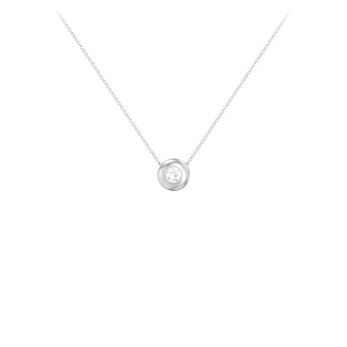 Solitaire 3mm Round Gemstone Pendant – Sterling Silver with Diamond