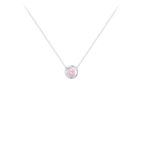 Solitaire 3mm Round Gemstone Pendant – Sterling Silver with Pink Tourmaline