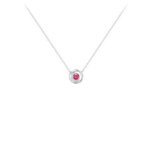 Solitaire 3mm Round Gemstone Pendant – Sterling Silver with Ruby