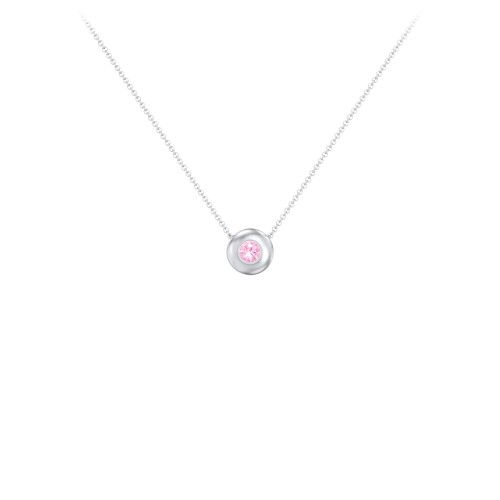 Solitaire 3mm Round Gemstone Pendant – Sterling Silver with Pink Tourmaline