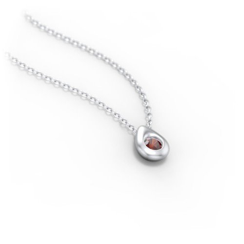 Teardrop Pendant with Gemstone – Sterling Silver with Garnet