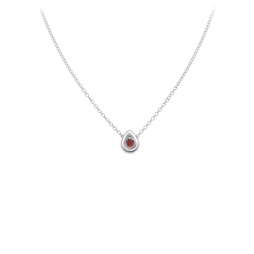 Teardrop Pendant with Gemstone – Sterling Silver with Garnet
