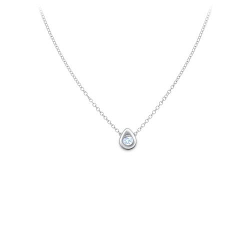 Teardrop Pendant with Gemstone – Sterling Silver with Aquamarine