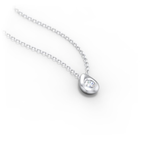 Teardrop Pendant with Gemstone – Sterling Silver with Cubic Zirconia