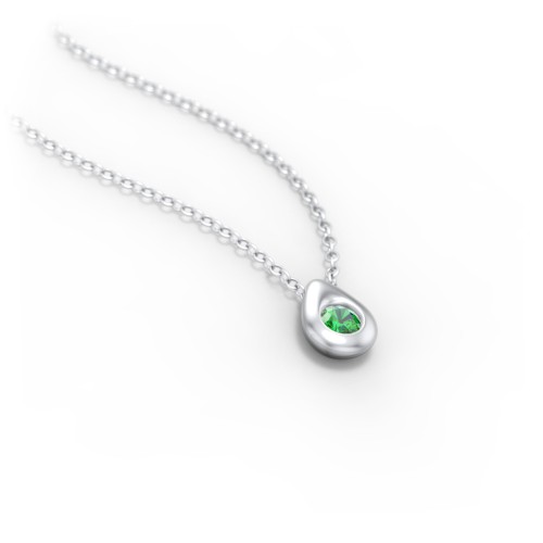 Teardrop Pendant with Gemstone – Sterling Silver with Emerald