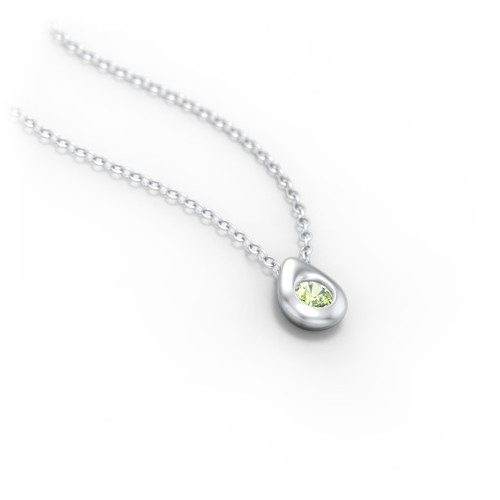 Teardrop Pendant with Gemstone – Sterling Silver with Peridot