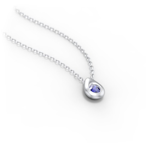 Teardrop Pendant with Gemstone – Sterling Silver with Blue Sapphire
