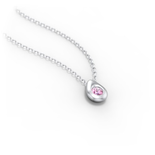 Teardrop Pendant with Gemstone – Sterling Silver with Pink Tourmaline