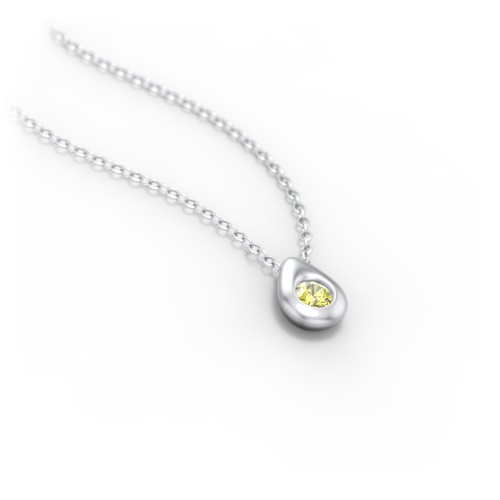 Teardrop Pendant with Gemstone – Sterling Silver with Citrine