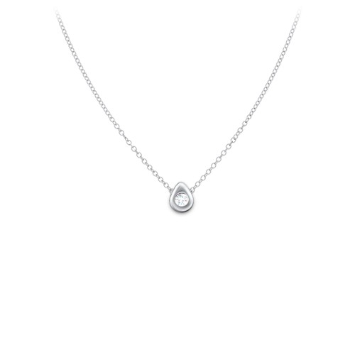 Teardrop Pendant with Gemstone – Sterling Silver with Cubic Zirconia