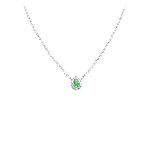 Teardrop Pendant with Gemstone – Sterling Silver with Emerald