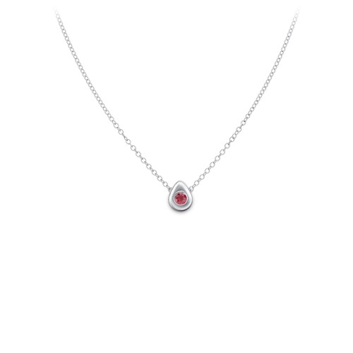 Teardrop Pendant with Gemstone – Sterling Silver with Ruby