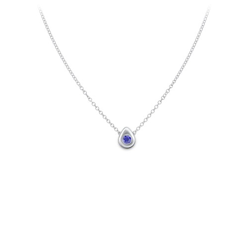 Teardrop Pendant with Gemstone – Sterling Silver with Blue Sapphire
