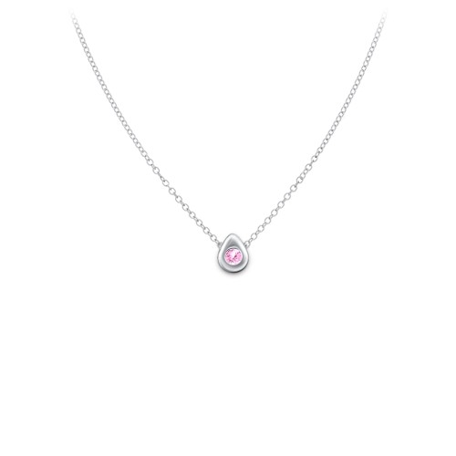 Teardrop Pendant with Gemstone – Sterling Silver with Pink Tourmaline