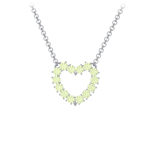 Dual Birthstone Heart Pendant – Sterling Silver with Peridot