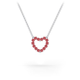 Dual Birthstone Heart Pendant in 925 Sterling Silver with Garnet