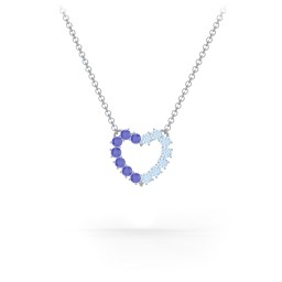 Dual Birthstone Heart Pendant in 925 Sterling Silver with Blue Sapphire and Blue Topaz