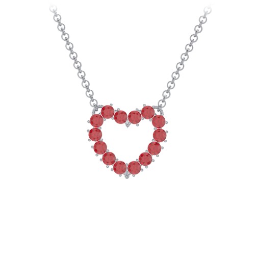 Dual Birthstone Heart Pendant – Sterling Silver with Garnet