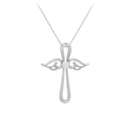 Angel Cross Pendant with Birthstone