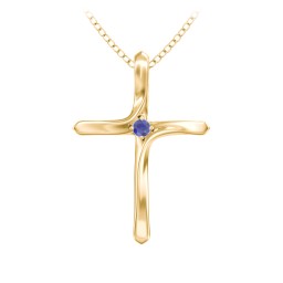 Twisted Cross Pendant with Birthstone
