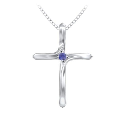 Twisted Cross Pendant with Birthstone