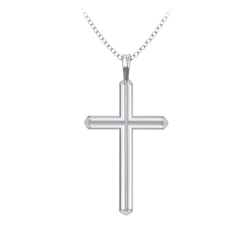 Cross Pendant with Heart Bars – Sterling Silver