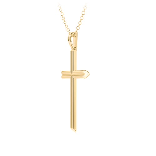 Cross Pendant with Heart Bars – 10K Yellow Gold