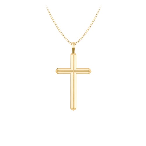 Cross Pendant with Heart Bars – 10K Yellow Gold