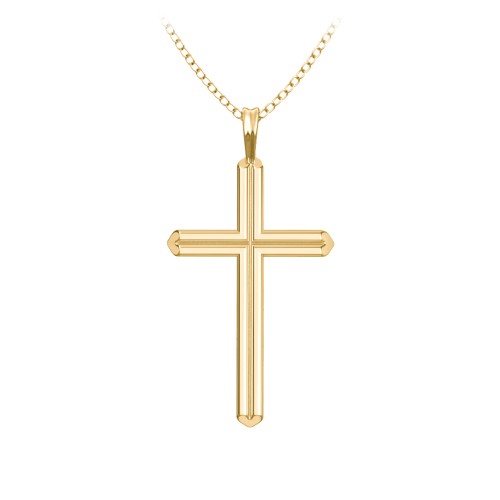 Cross Pendant with Heart Bars – 10K Yellow Gold